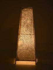 Andhra Leather Craft Lamp Shade - Paisley Peacock. Height - 17 inches