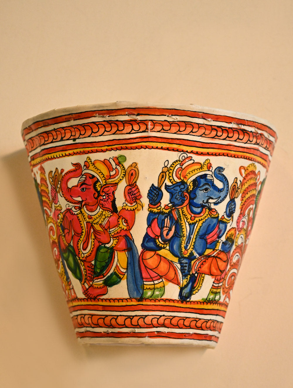 Andhra Leather Craft Wall Lamp Shade - Vinayaka Vilasam (Set of Two). Height - 8.5 inches Each