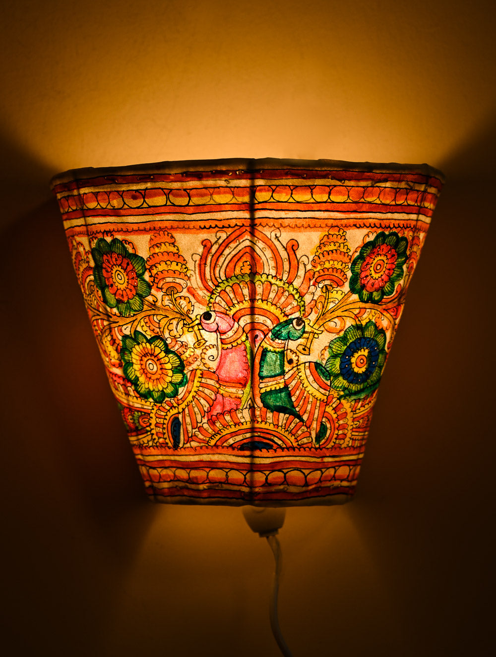 Andhra Leather Craft Wall Lamp Shade - Jodi Pakshulu (Set of Two). Height - 8.5 inches Each