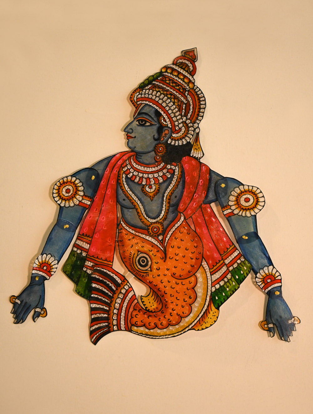 Andhra Leather Craft String Puppet - Matsya (Height - 14 inches)