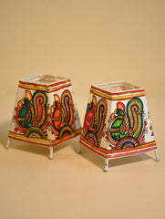 Andhra Leather Craft Lamp Shade - Chitra Pakshi Kutir (Set of Two). Height - 6 inches Each