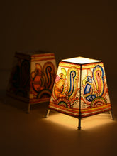 Andhra Leather Craft Lamp Shade - Chitra Pakshi Kutir (Set of Two). Height - 6 inches Each