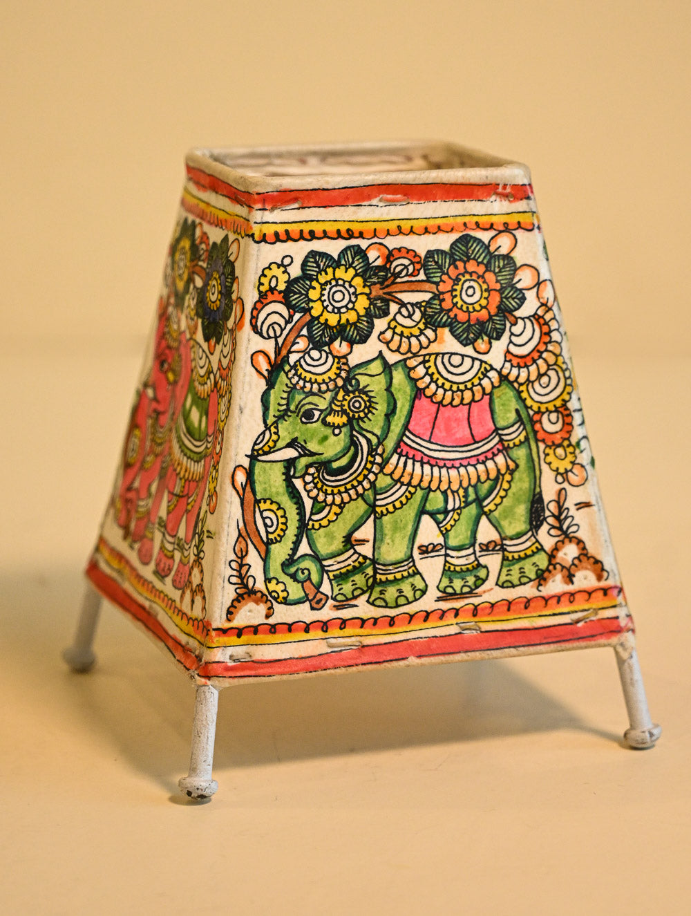 Andhra Leather Craft Lamp Shade - Ambari Maharaj. Height - 6 inches