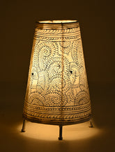 Andhra Leather Craft Lamp Shade - Bird and Blooms. Height - 9.5 inches