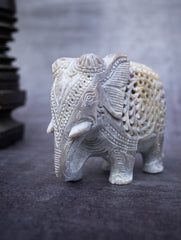Soapstone Filigree Elephant Curio