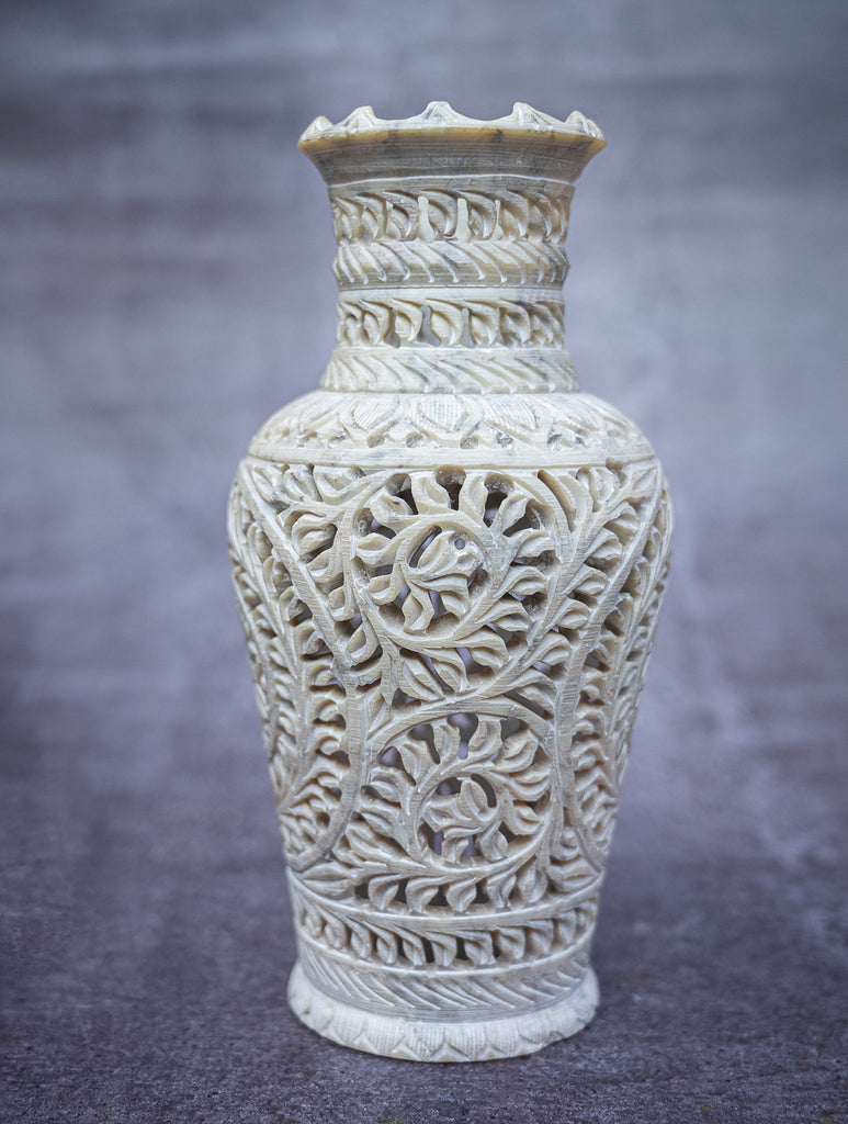 Soapstone Filigree Floral Vase