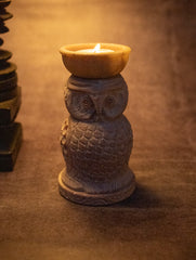 Soapstone Filigree Owl Tea Light Holder