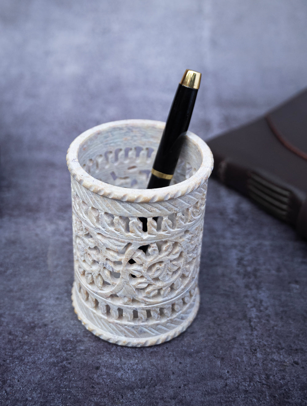 Soapstone Filigree Pen Holder