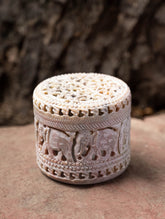 Soapstone Filigree Phooldaan Round Box