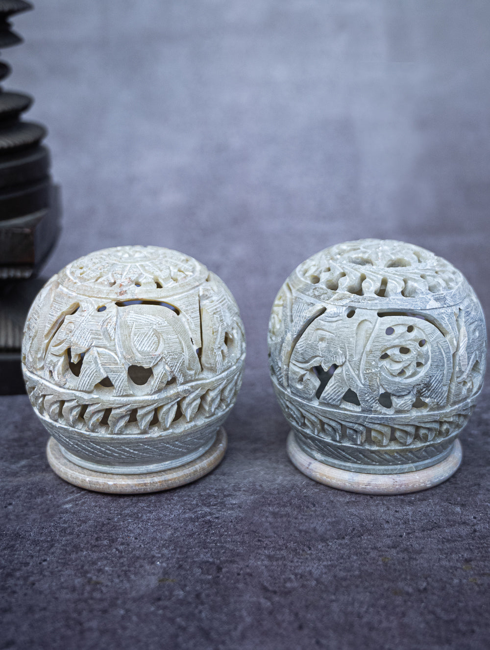 Soapstone Filigree Round Tea Light Holder
