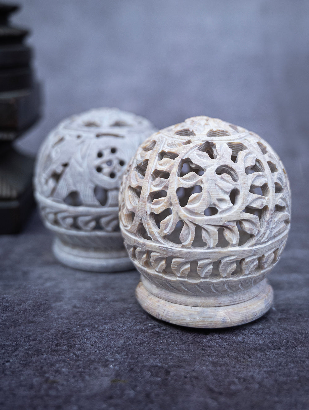 Soapstone Filigree Round Tea Light Holder