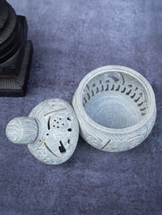 Soapstone Filigree Round Tea Light Holder