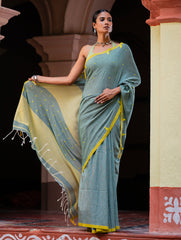 Soft & Light. Handwoven Bengal Cotton Saree - Megh