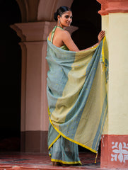 Soft & Light. Handwoven Bengal Cotton Saree - Megh
