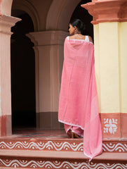 Soft & Light. Handwoven Bengal Cotton Saree - Rose Tones