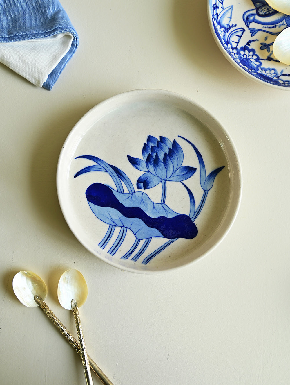Jaipur Blue Pottery Servingware - Lotus Bloom Serving Plate