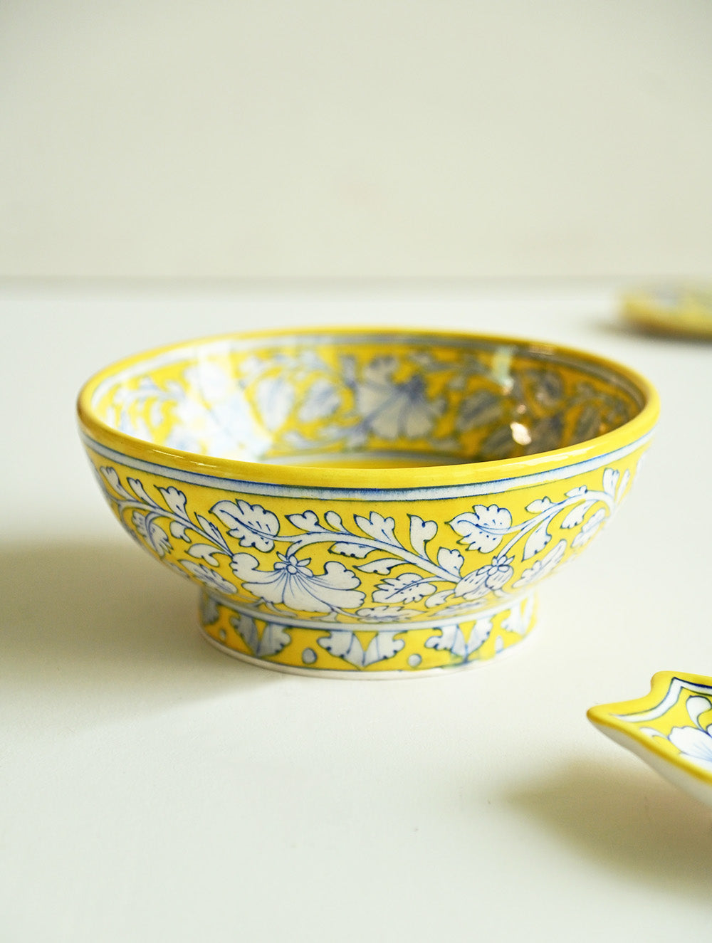 Jaipur Blue Pottery Servingware - Floral Vine Serving Bowl