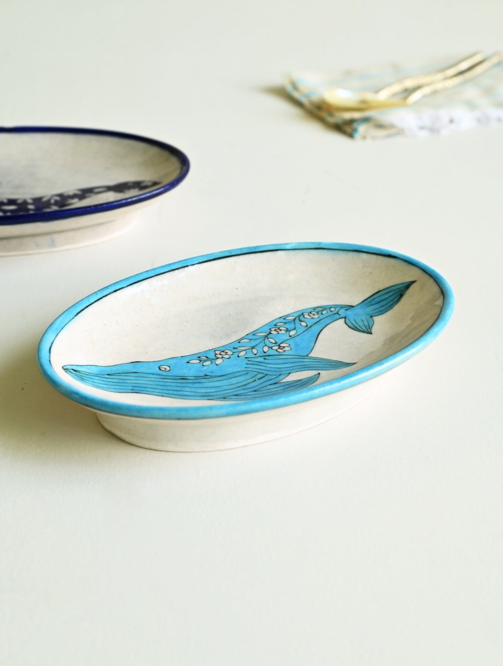 Jaipur Blue Pottery Servingware - Whale Duo Platters (Set of 2)
