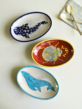Jaipur Blue Pottery Servingware - Beetle and Whale Trio Platters (Set of 3)
