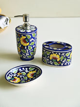 Jaipur Blue Pottery Rest Room Vanity Organisers - Persian Garden (Set of 3)