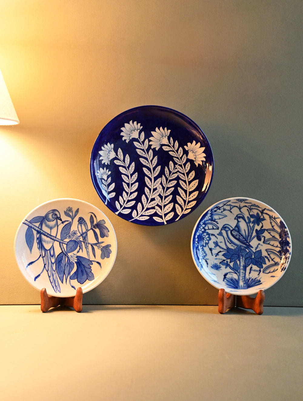 Pichwai Inspired Jaipur Blue Pottery Decorative Plate Set - Indigo Expressions (Set of 3)