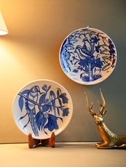 Jaipur Blue Pottery Decorative Plate Set - Monochrome Story (Set of 2)