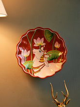 Pichwai Inspired Jaipur Blue Pottery Decorative Plate - Terraocotta Kamdhenu