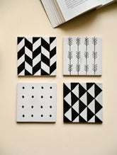 Jaipur Blue Pottery Coaster Set - Monochrome Play (Set of 4)