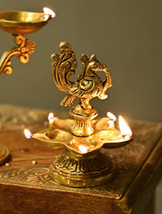 Brass Moulded Ornate Lamp - Panchamukhi Diya