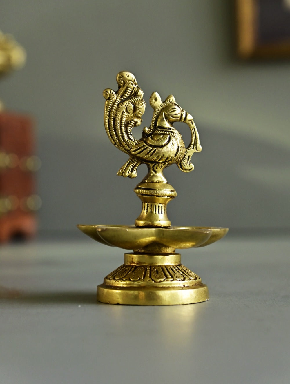 Brass Moulded Ornate Lamp - Panchamukhi Diya