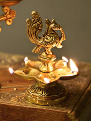 Brass Moulded Ornate Lamp - Panchamukhi Diya
