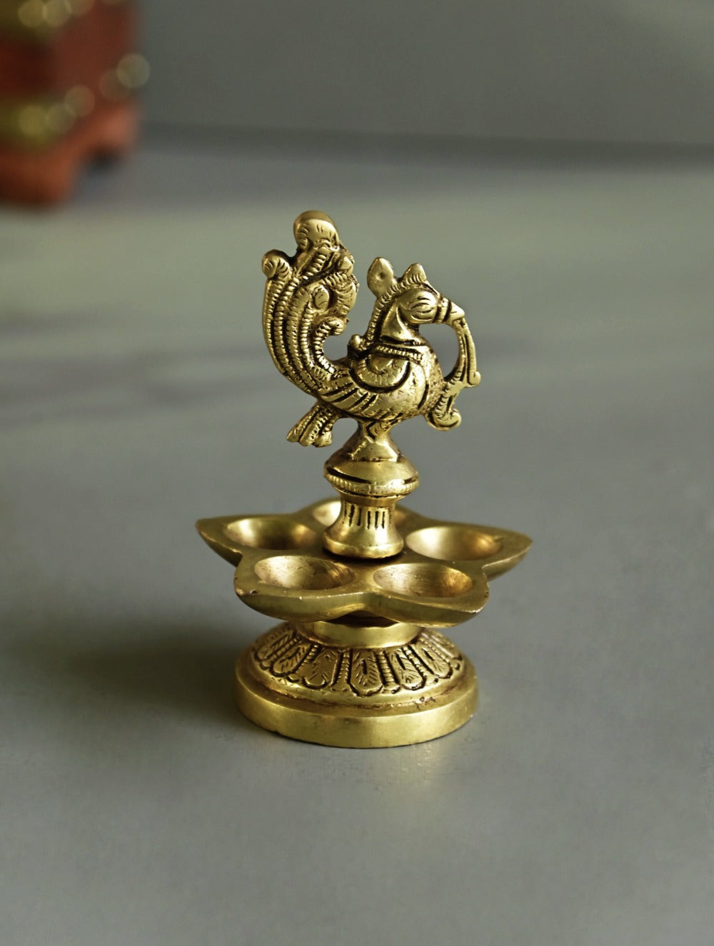 Brass Moulded Ornate Lamp - Panchamukhi Diya