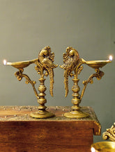 Brass Moulded Ornate Lamp - Mayura Vilas (Set of 2)