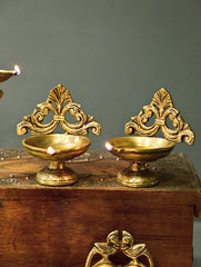 Brass Moulded Ornate Lamp - Shringar Diya (Set of 2)