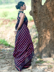 Bengal Weaves. Handwoven Soft Cotton Saree - Rose Grid