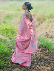 Bengal Weaves. Handwoven Soft Cotton Saree - Rose Mist