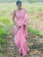 Bengal Weaves. Handwoven Soft Cotton Saree - Rose Mist