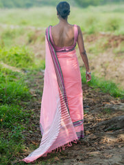 Bengal Weaves. Handwoven Soft Cotton Saree - Rose Mist