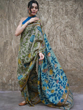 Signature Kalamkari Hand Painted Silk Blend Saree - Neelavalli