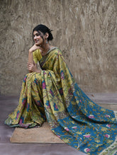 Signature Kalamkari Hand Painted Silk Blend Saree - Mangalavalli