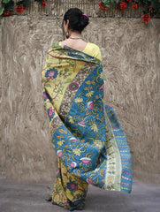 Signature Kalamkari Hand Painted Silk Blend Saree - Mangalavalli