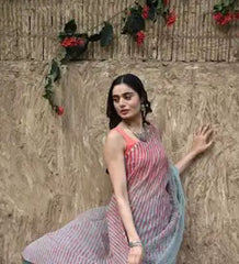 The Rang Tarang Collection : Hand Dyed Leheriya Kota Cotton Saree - Sindoor Saanjh