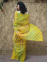 The Rang Tarang Collection : Hand Dyed Leheriya Kota Cotton Saree - Basant Leher