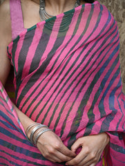 The Rang Tarang Collection : Hand Dyed Leheriya Kota Cotton Saree - Gulabi Ghoomar