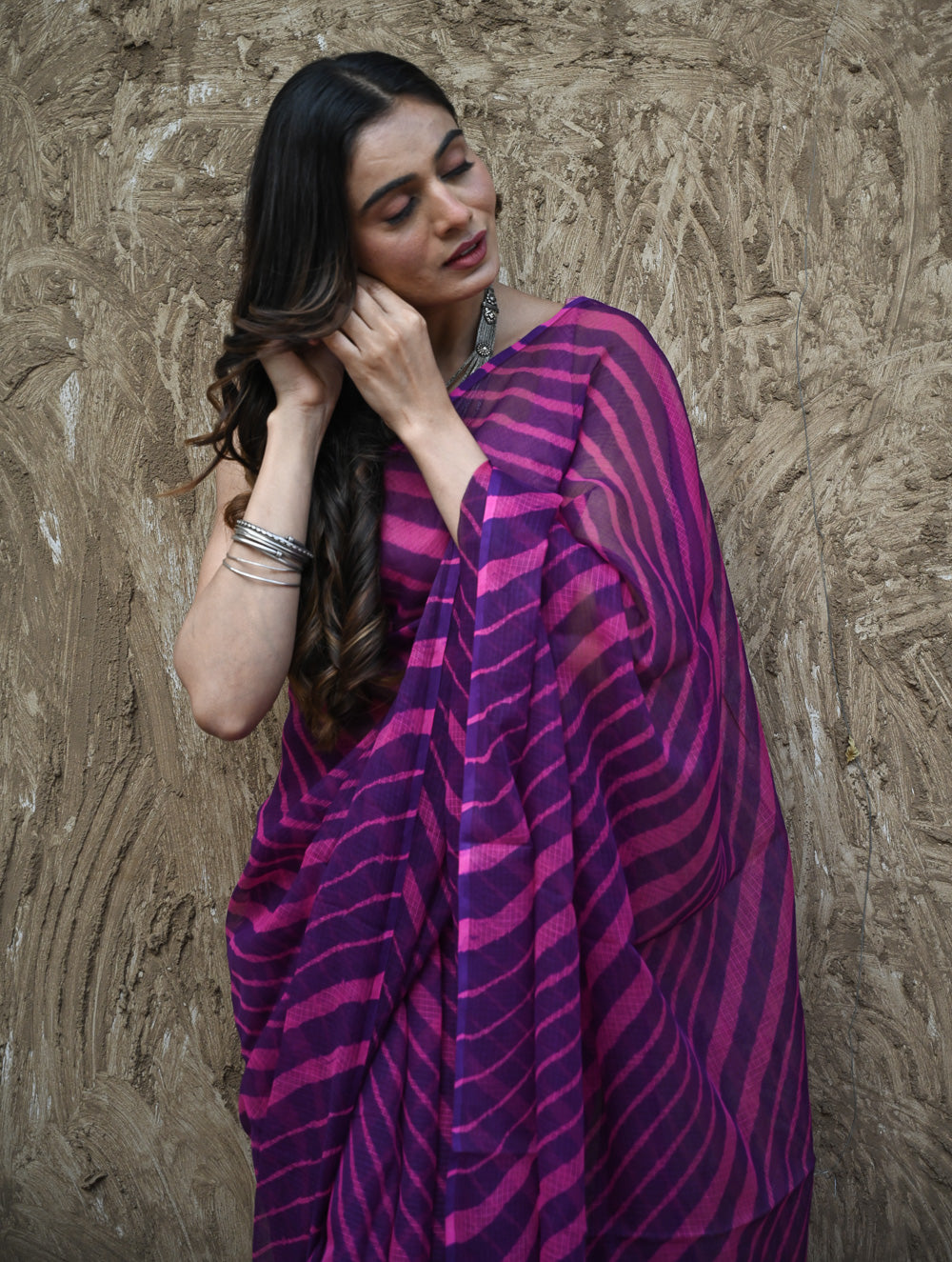 The Rang Tarang Collection : Hand Dyed Leheriya Kota Cotton Saree - Rajkumari Rani