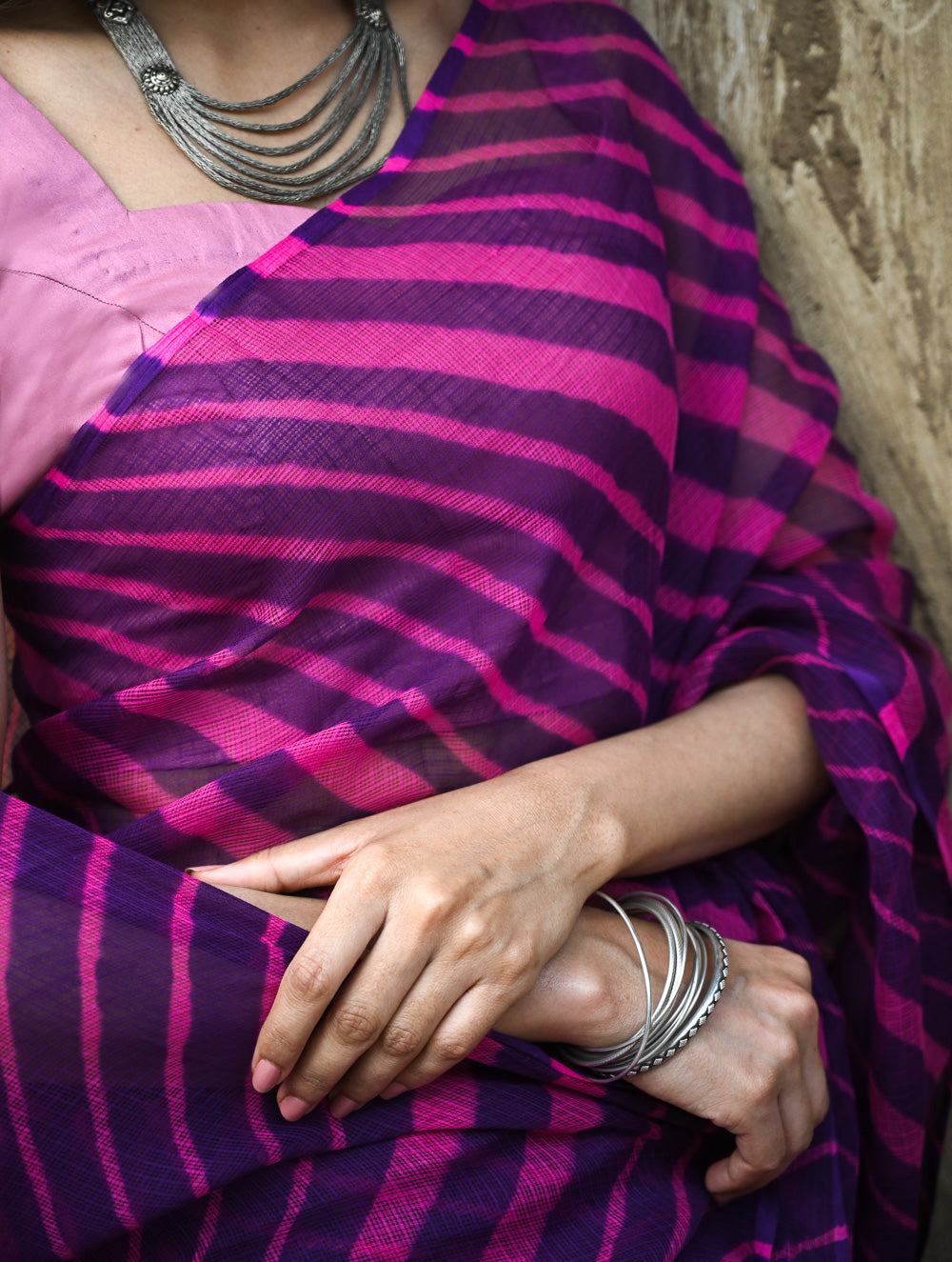 The Rang Tarang Collection : Hand Dyed Leheriya Kota Cotton Saree - Rajkumari Rani