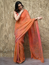 The Rang Tarang Collection : Hand Dyed Leheriya Kota Cotton Saree - Marigold Mehfil