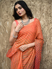 The Rang Tarang Collection : Hand Dyed Leheriya Kota Cotton Saree - Marigold Mehfil