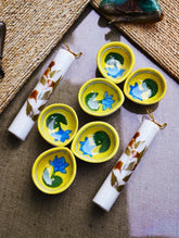 The Heritage Diya Collection: Jaipur Blue Pottery Diyas (Set of 6) & Aromatic Puducherry Candles (Set of 2) - Neel Kamal