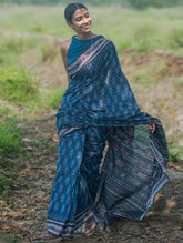 Sambalpuri Handwoven Ikat Soft Cotton Saree - Neel Nishith